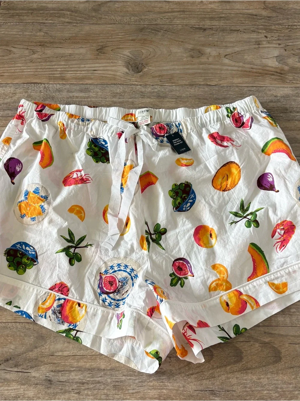 NWT J Crew Women's Short-Sleeve Cotton Short Pajama Set In Multi Fruit Size XXL